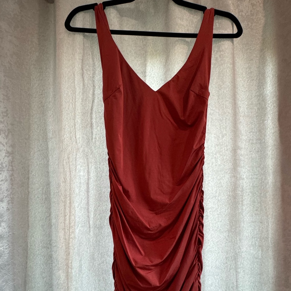 Tiger Mist Sienna Orange Ruched Dress